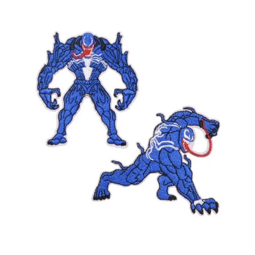 2 Pieces Venom Carnage Patch Marvel Embroidered Iron On 3.62" X 3.11" Anti Hero